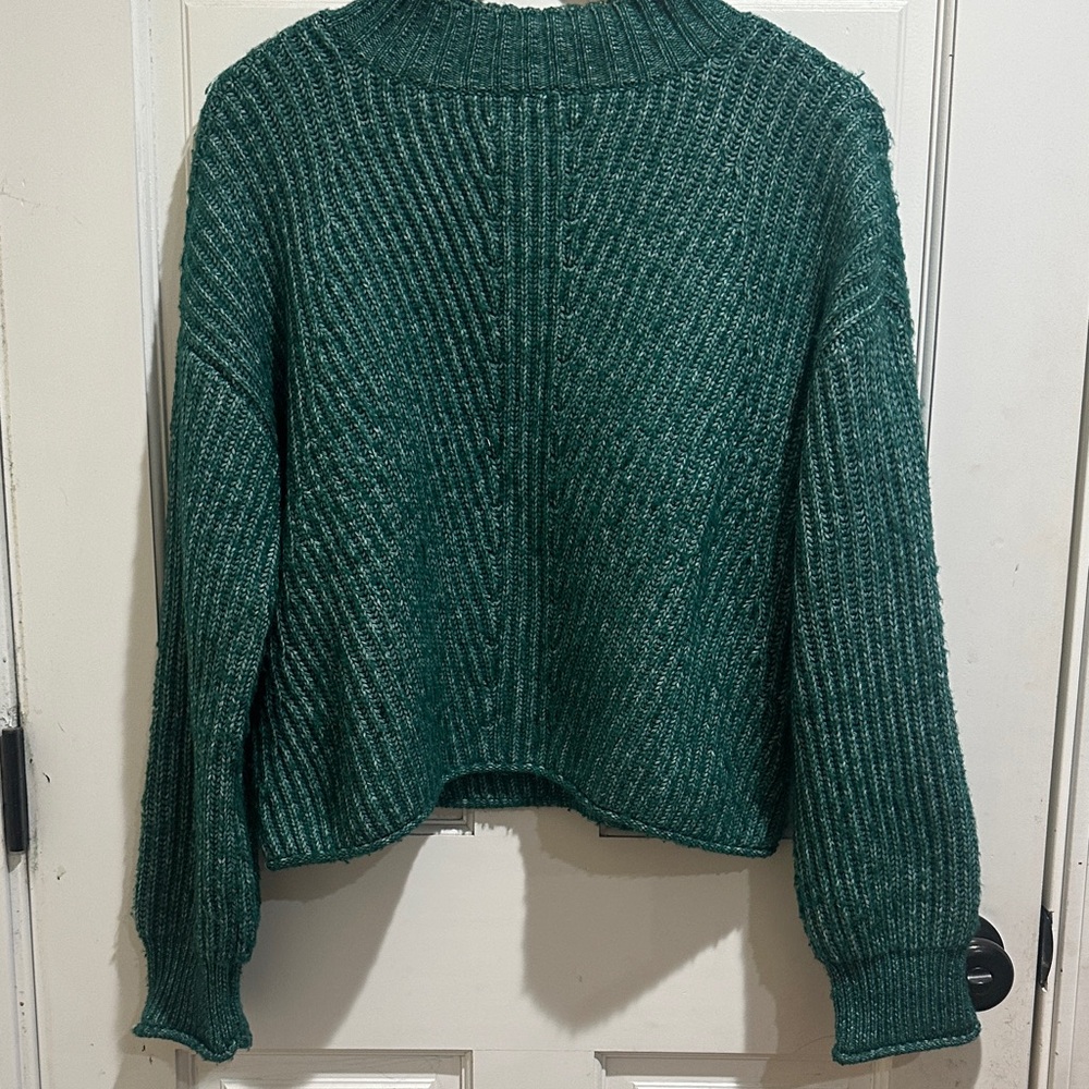 Green Ribbed Women's Sweater